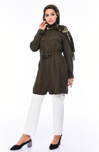 Pocket Detailed Viscose Tunic 0683-05 Khaki 0683-05