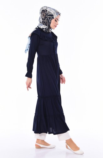 Plated Long Tunic 4091-01 Navy Blue 4091-01