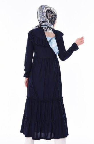 Plated Long Tunic 4091-01 Navy Blue 4091-01