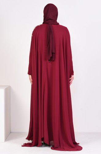 فستان سهرة بتفاصيل من الترتر بمقاسات كبيرة 1002-02 لون خمري 1002-02