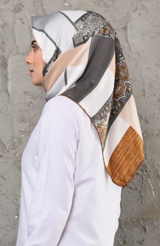 Desenli Rayon Eşarp 2256-05 Gri