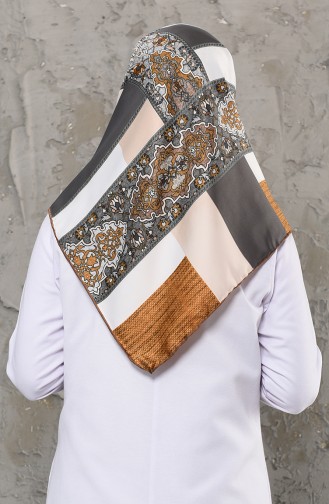 Desenli Rayon Eşarp 2256-05 Gri
