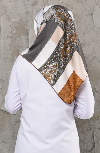 Desenli Rayon Eşarp 2256-05 Gri