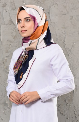 Patterned Rayon Scarf 2256-10 Navy Plum 2256-10
