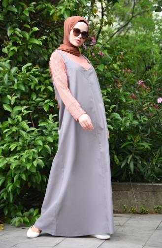 Plain Gilet Dress 5024-02 Gray 5024-02