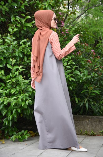Grau Hijab Kleider 5024-02