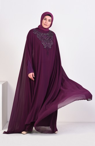 Robe de Soirée Perlées Grande Taille 1003-02 Plum Foncé 1003-02