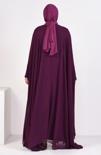 فستان سهرة بتفاصيل من الترتر بمقاسات كبيرة 1003-02 لون ارجواني داكن 1003-02