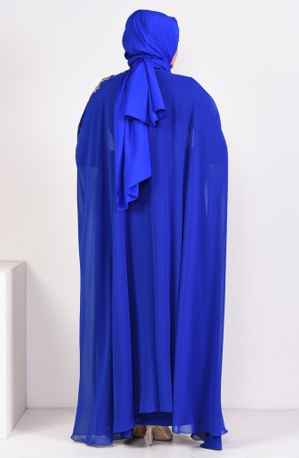 فستان سهرة بتفاصيل من الترتر بمقاسات كبيرة 1002-01 لون ازرق 1002-01
