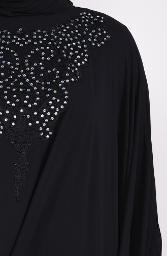 Large Size Pearls Evening Dress 1003-03 Black 1003-03