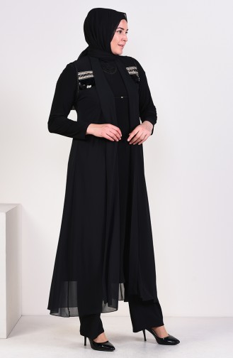 Schwarz Hijab-Abendkleider 6186-03