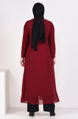 Weinrot Hijab-Abendkleider 6186-04