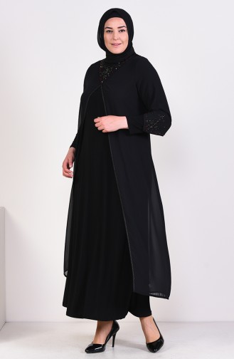 Schwarz Hijab-Abendkleider 6184-01
