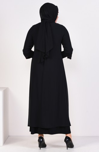 Black Hijab Evening Dress 6184-01