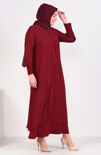 Plus Size Tassel Evening Dress 6184-02 Bordeaux 6184-02
