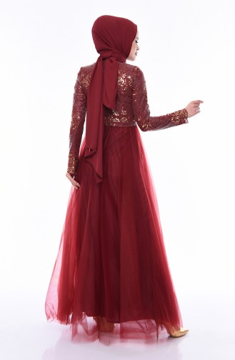 Sequined Evening Dress  4524-02 Claret Red 4524-02