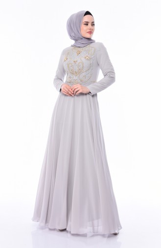 Grau Hijab-Abendkleider 4532-03