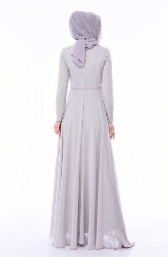 Gray Hijab Evening Dress 4532-03