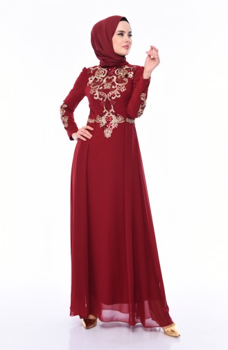 Sequined Evening Dress 4534-02 Claret Red 4534-02