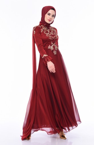 Sequined Evening Dress  4538-01 Claret Red 4538-01
