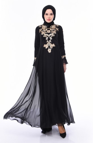 Black Hijab Evening Dress 4538-04