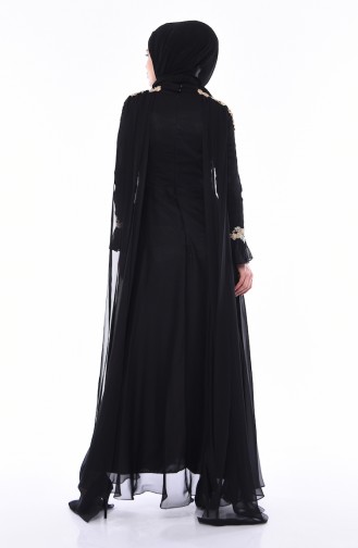 Black Hijab Evening Dress 4538-04