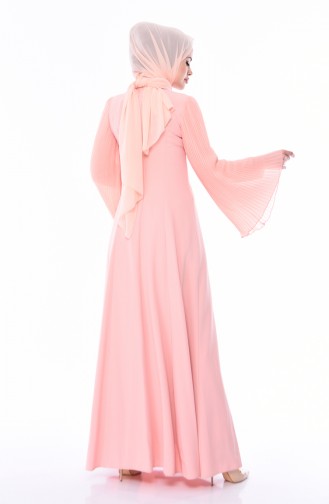 Stone Detail Evening Dress 4541-01 Salmon 4541-01