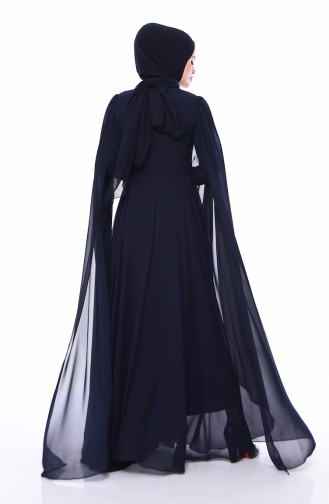 Sequined Evening Dress  4556-02 Navy Blue 4556-02