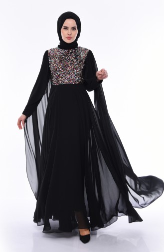Sequined Evening Dress  4556-04 Black 4556-04