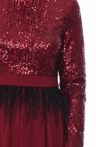 Sequined Evening Dress 0048-01 Claret Red 0048-01