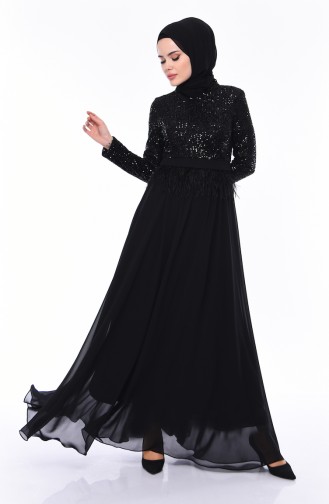 Sequin Evening Dress  0048-03 Black 0048-03