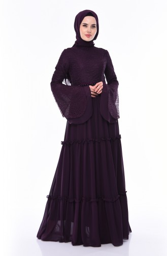 Lace Evening Dress  0049-01 Purple 0049-01