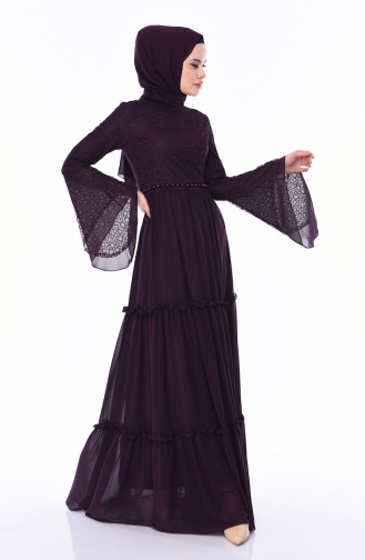 Lace Evening Dress  0049-01 Purple 0049-01