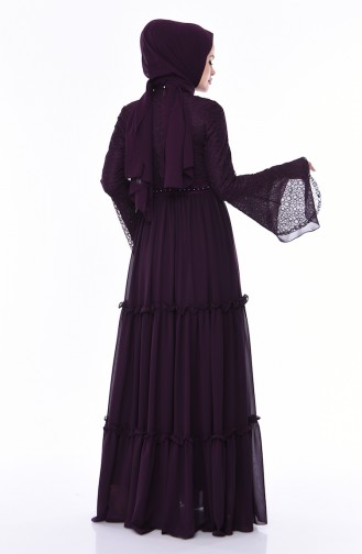 Lace Evening Dress  0049-01 Purple 0049-01