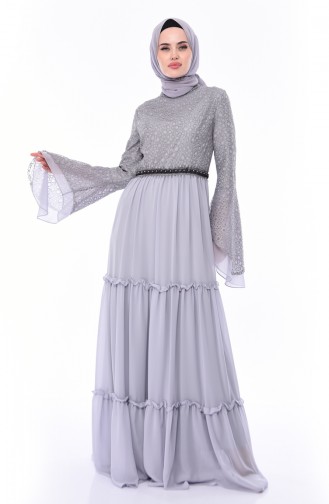 Lace Evening Dress 0049-03 Gray 0049-03