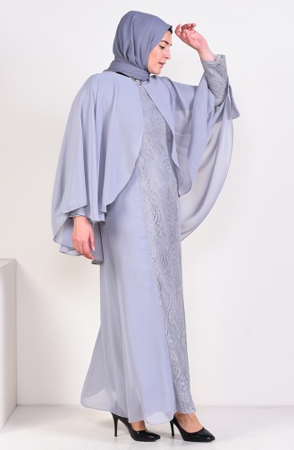 Large Size Lace Evening Dress 1305-01 Gray 1305-01