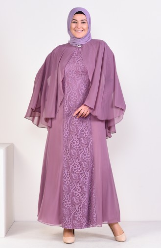 Dusty Rose Hijab Evening Dress 1305-04