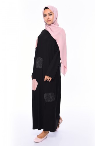 Yarasa Kol Yazlık Elbise 4550-01 Siyah 4550-01