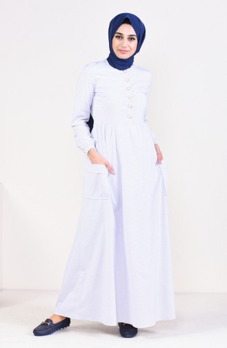 Pileli Elbise 1240-03 Beyaz