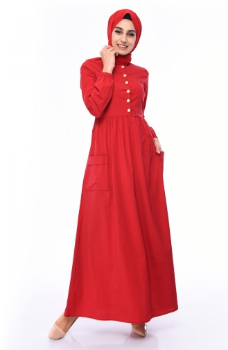 فستان بتصميم طيات 1240-04 لون خمري 1240-04