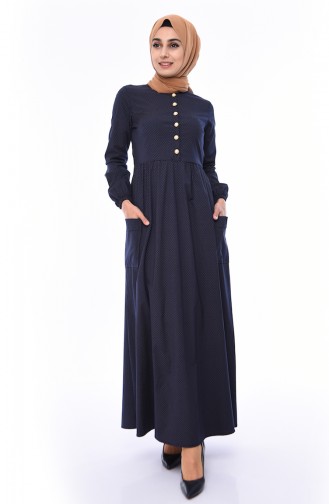 Plissee Kleid  1240-05 Dunkelblau Nerz 1240-05