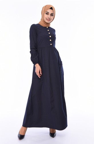 Pleated Dress 1240-05 dark Navy Mink 1240-05