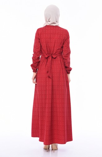 Pileli Elbise 1242-03 Kırmızı