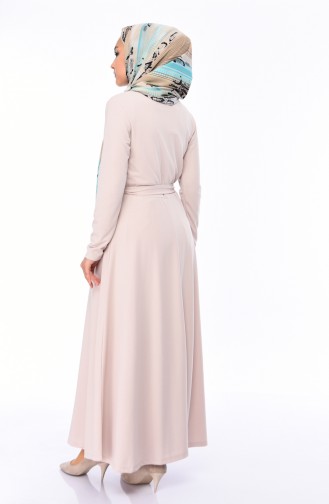 Beige Hijab Dress 19046-01