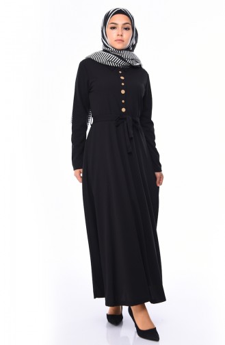 Schwarz Hijab Kleider 19046-02