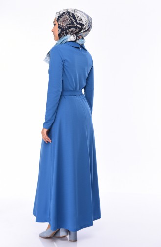 Indigo Hijab Dress 19046-04
