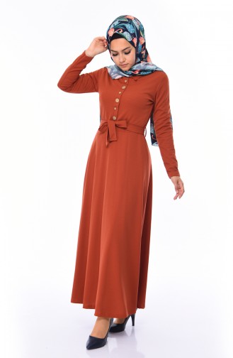 Ziegelrot Hijab Kleider 19046-05