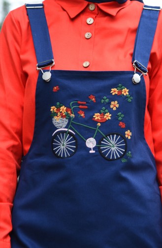 Embroidered Salopet Dress 5023-04 Navy 5023-04