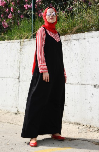 فستان سادة بتصميم بدون أكمام 5024-01 لون أسود 5024-01