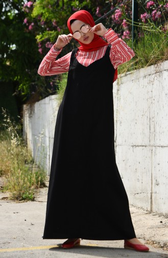 فستان سادة بتصميم بدون أكمام 5024-01 لون أسود 5024-01